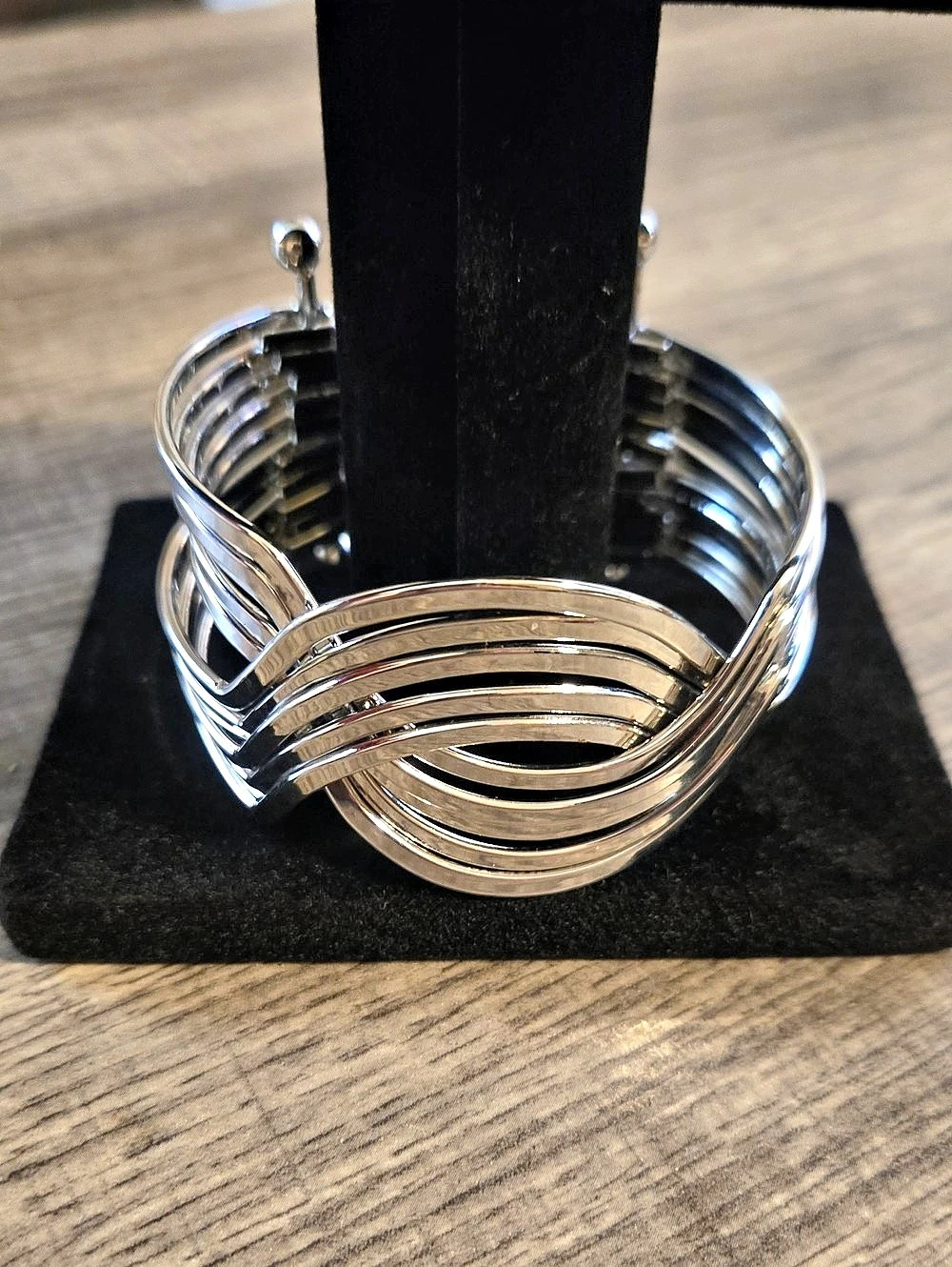 Layered Silver-Tone Cuff Bracelet Like New